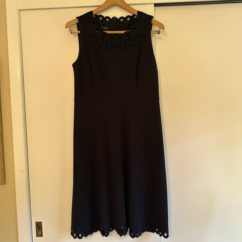Talbots Fit and Flare Black Lace Dress Size 6